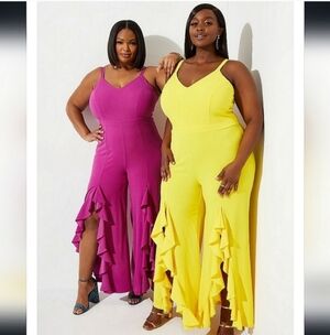 🍂🍁NWT SYMPHONY 3X RUFFLE OPEN LEG JUMPSUIT